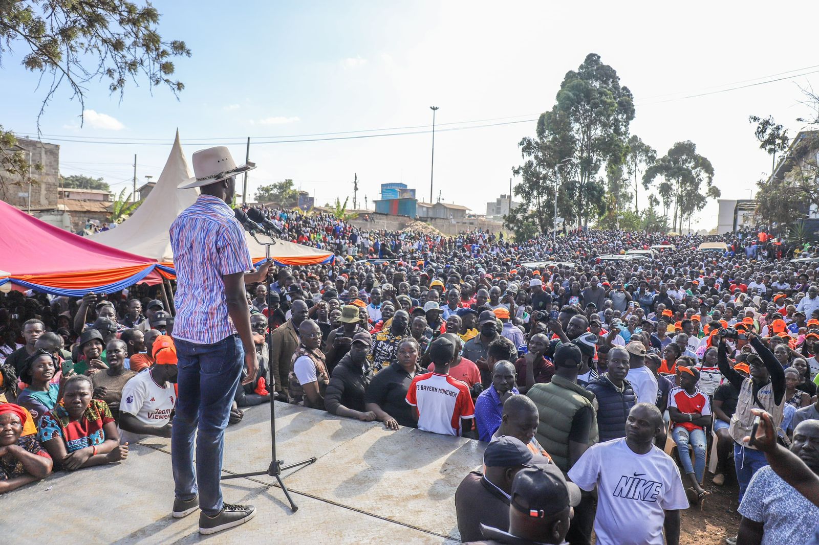 Candidate speaking with locals